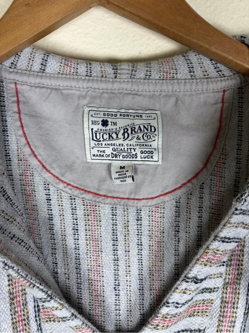 Lucky Brand Baja Striped Pullover Hoodie Men’s Medium Gray Cotton Blend - Picture 2 of 11